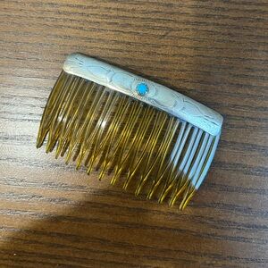 Turquoise and silver hair comb